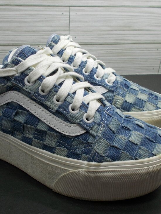 Vans Shoes - VANS Old Skool Stackform Women's US 6.5 Mens 5 Blue Denim Woven Checkered
